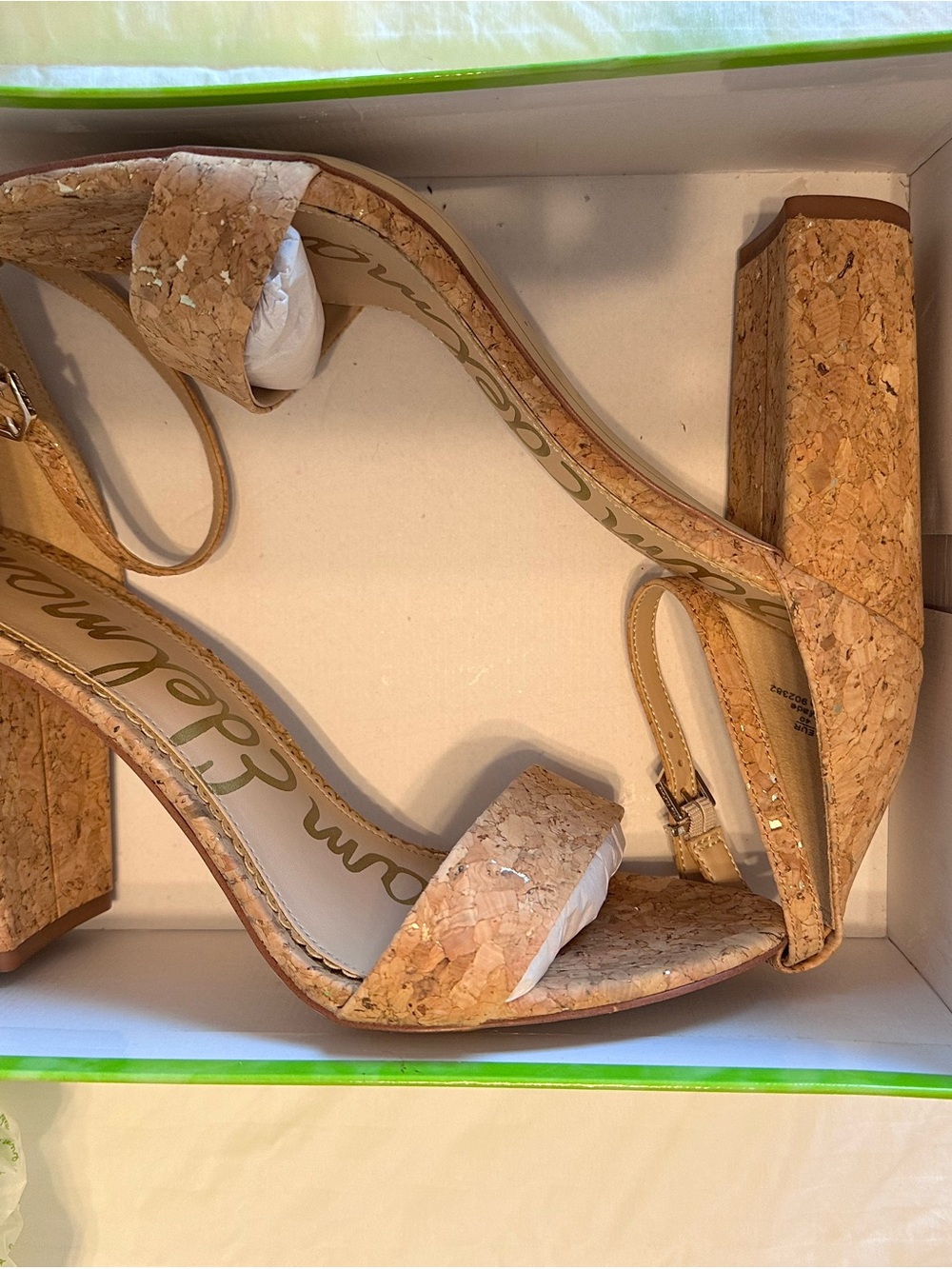 Sam Edelman Cork Block Heel Ankle-Strap Sandals - Natural